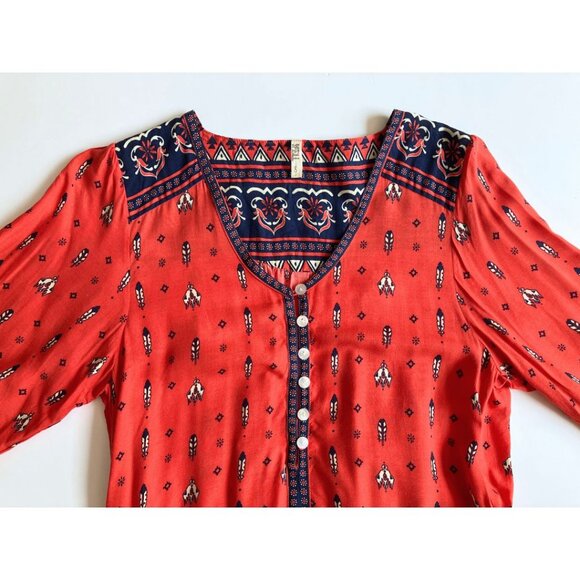 Spell Desert Wanderer Boho Playsuit Sunset Red Print Size 8 - Picture 6 of 10